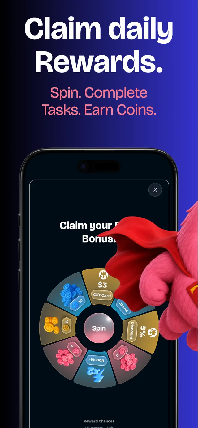 Winnly daily bonus — spin the wheel, complete tasks and earn coins
