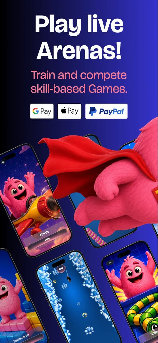 Winnly live arenas — train and compete in skill-based games