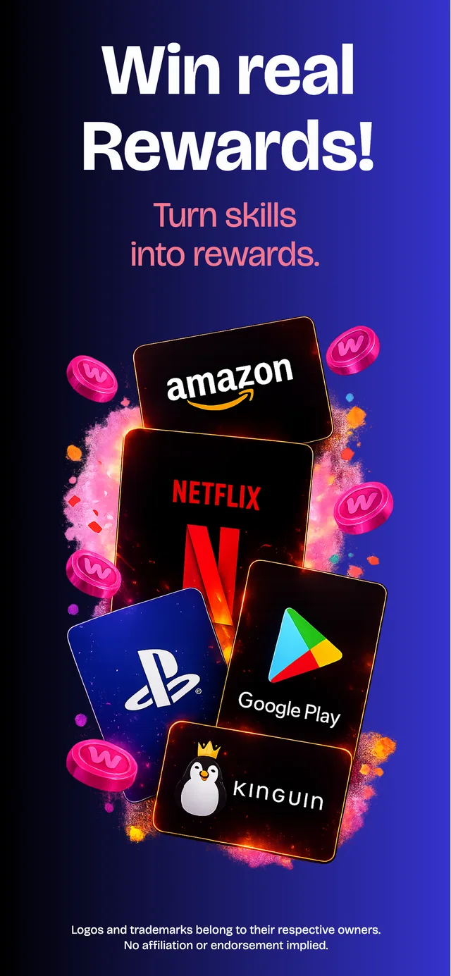 Winnly rewards — redeem coins for real gift cards like Amazon, Netflix, PlayStation and Google Play